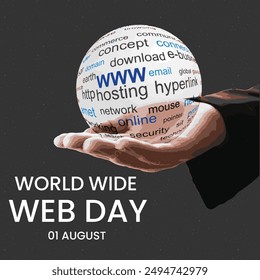 World Wide Web day Flat illustration, web day poster, Banner for business uses, www concept poster banner design.EPS FILE. 1 AUGUST.