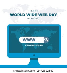 World Wide Web Day, happy World Wide Web Day held on 01 August, World Wide Web Day stock illustration, eps file.