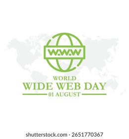 World Wide Web Day, feliz Dia Mundial da Web realizado em 01 de agosto, ilustração de ações do Dia Mundial da Web. 