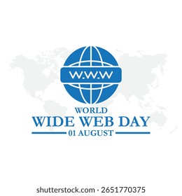 World Wide Web Day, happy World Wide Web Day held on 01 August, World Wide Web Day stock illustration. 