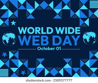 World Wide Web Day is observed on the first of October, background design with globe and editable shapes