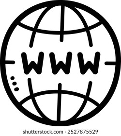 World wide web doodle vector icon and illustration