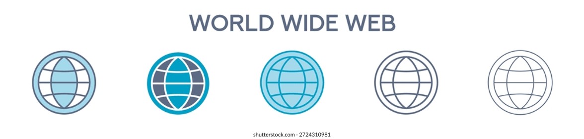 Elemento De Web Mundial Para Diseño Gráfico - Estilos Múltiples. Ilustración vectorial De Dos Colores Y Negro. Los Diseños Múltiples De Los Iconos Se Pueden Utilizar Para El Móvil, Ui, Web