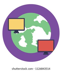 World wide web, flat design icon, concept of computer world