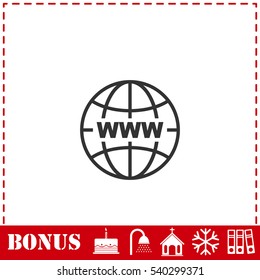 World Wide Web icon flat. Simple vector symbol and bonus icon