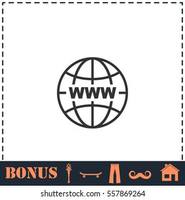 World Wide Web icon flat. Simple vector symbol and bonus icon