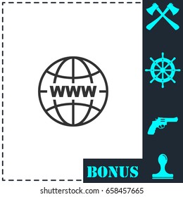 World Wide Web icon flat. Simple vector symbol and bonus icon