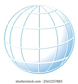 World Wide Web Icon. graticule globe Meridian and parallel, vector template graticule ball with lines Earth globe with meridians and longitude, 3D sphere vector illustration