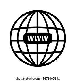 World Wide Web Icon , internet - globe icon vector design template. Go to web Icon in trendy flat style isolated on white background. Website pictogram. Internet symbol for your web site design, logo,
