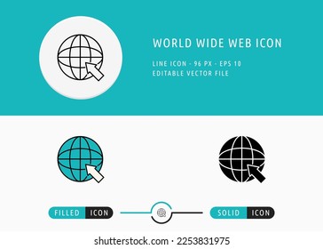 World Wide Web Icon Isolated on White Background. Internet Website Address Thin Line Symbol Stock Vector Illustration For Mobile App And Web Design.