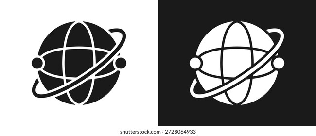 World Wide Web Symbol Set Glyphe auf weißem und schwarzem Hintergrund