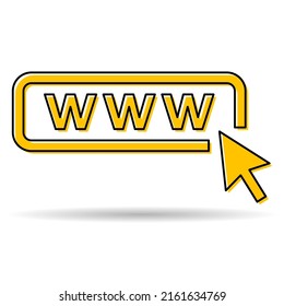 Icono de la web a nivel mundial, símbolo del sitio web www, haga clic en la flecha del ratón símbolo de la ilustración del vector .