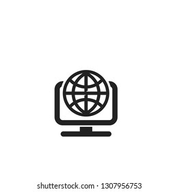World Wide Web icon simple version on monitor