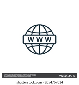 world wide web icon vector simple logo element