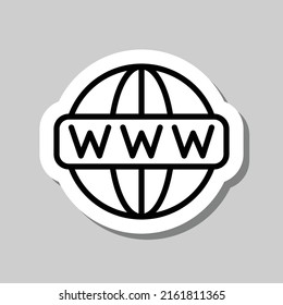 World wide web icon vector. Flat design. Sticker with shadow on gray background.ai