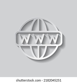 World wide web icon vector. Flat design. Paper style with shadow. Gray background.ai