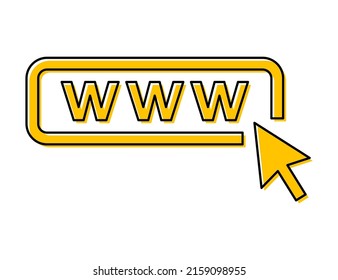 World wide web icon, www internet website symbol, click mouse arrow sign vector illustration .