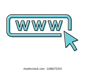 World wide web icon, www internet website symbol, click mouse arrow sign vector illustration .