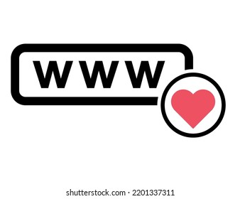 World wide web icon, www internet website symbol, click mouse arrow sign vector illustration .