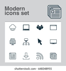 World Wide Web Icons Set. Collection Of Wifi, Local Connection, Blog Page And Other Elements. Also Includes Symbols Such As Browser, PC, Application.