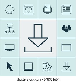 World Wide Web Icons Set. Collection Of Virtual Storage, Website Page, Mouse And Other Elements. Also Includes Symbols Such As Application, People, Display.