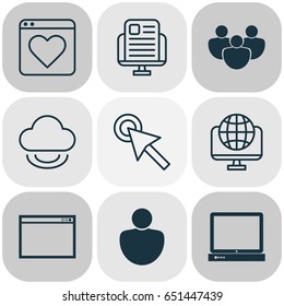 World Wide Web Icons Set. Collection Of PC, Team, Followed Website And Other Elements. Also Includes Symbols Such As Bookmark, Computer, Click.
