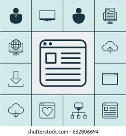 World Wide Web Icons Set. Collection Of Data Synchronize, Human, Local Connection And Other Elements. Also Includes Symbols Such As Account, Screen, Network.