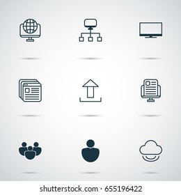 World Wide Web Icons Set. Collection Of Display, Local Connection, Website Bookmarks And Other Elements. Also Includes Symbols Such As Website, People, Group.