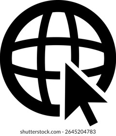 World Wide Web Interface: A simple yet striking graphic depicting the core concept of the world wide web, featuring a stylized globe with a cursor icon, suggesting navigation and global connectivity.