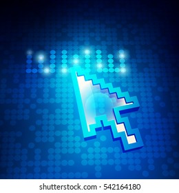 World wide web internet concept, futuristic blue cursor on a technological background