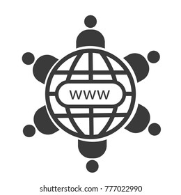 world wide web internet connection with people connected social media vector icon