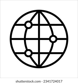 Vector de icono de línea World Wide Web. Ir al símbolo de icono web, ilustración vectorial en fondo blanco