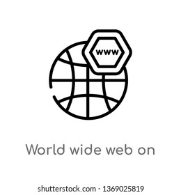 world wide web on grid vector line icon. Simple element illustration. world wide web on grid outline icon from web concept. Can be used for web and mobile