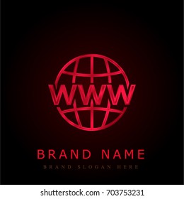 World Wide Web red chromium metallic logo