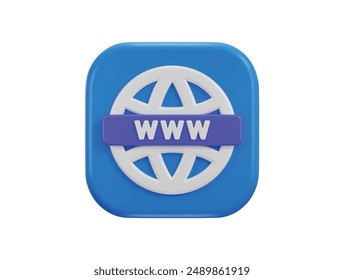 world wide web search browser icon 3d rendering vector illustration