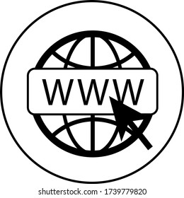World Wide Web search icon. Free flat design, black and white vector.