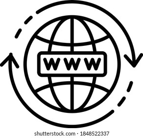 Diseño de iconos de vectores de signos de la Web en todo el mundo, computación en nube y servicios de alojamiento de Internet Símbolo de fondo blanco