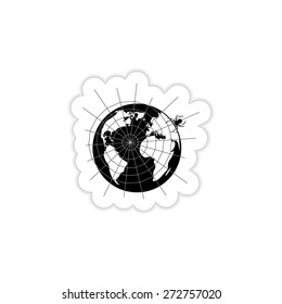 world wide web sign on world map and cobweb icon on a white background with shadow 