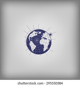 world wide web sign on world map and cobweb icon 
