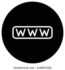 World wide web simple icon vector. Flat design. White icon on black circle. White background.ai