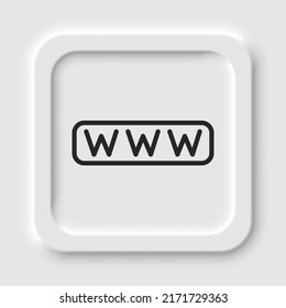 World wide web simple icon vector. Flat design. Neumorphism design.ai