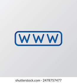 Vector de iconos simples de Web mundial. Diseño plano. Diseño de corte de papel. Símbolo azul cortado con sombra. Fondo gris.ai
