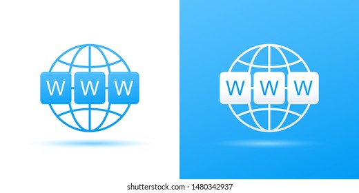 World wide web symbol. WWW icon. Website symbol. Computer keyboard keys. Globe with text www. Vector illustration eps 10