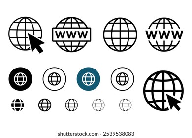 World Wide Web Vektor und Internet-Kunst mit Grafiken Illustration Silhouetten