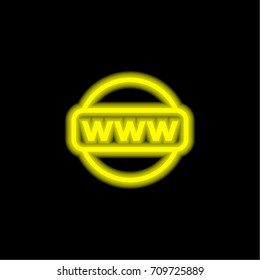 World wide web yellow glowing neon ui ux icon. Glowing sign logo vector