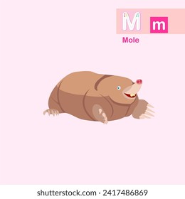 World of Wild Animals, Mole illustration for learning book letter M