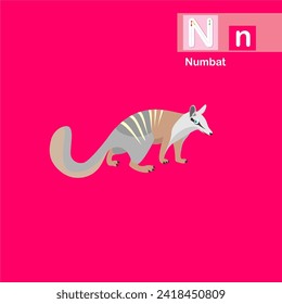 World of Wild Animals, Numbat illustration for learning book letter N