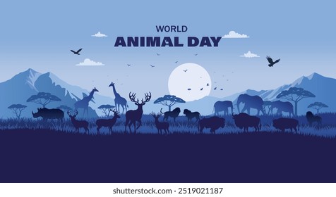 World Wild life and animals day.flat illustration,content was created using vector drawing tools and software, not generated by AI