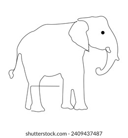 World wild life continuous single line art drawing and elephant one line outline vector art  illustration
