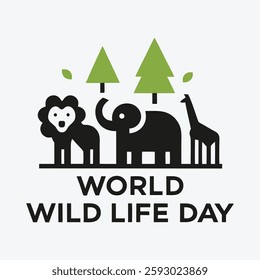 World wild life day abstract template with post poster or banner design 
